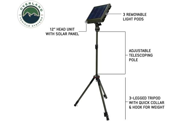 Overland Vehicle System, Solar Powered Camping Light With Removable Light Pods, AAOV-15059901