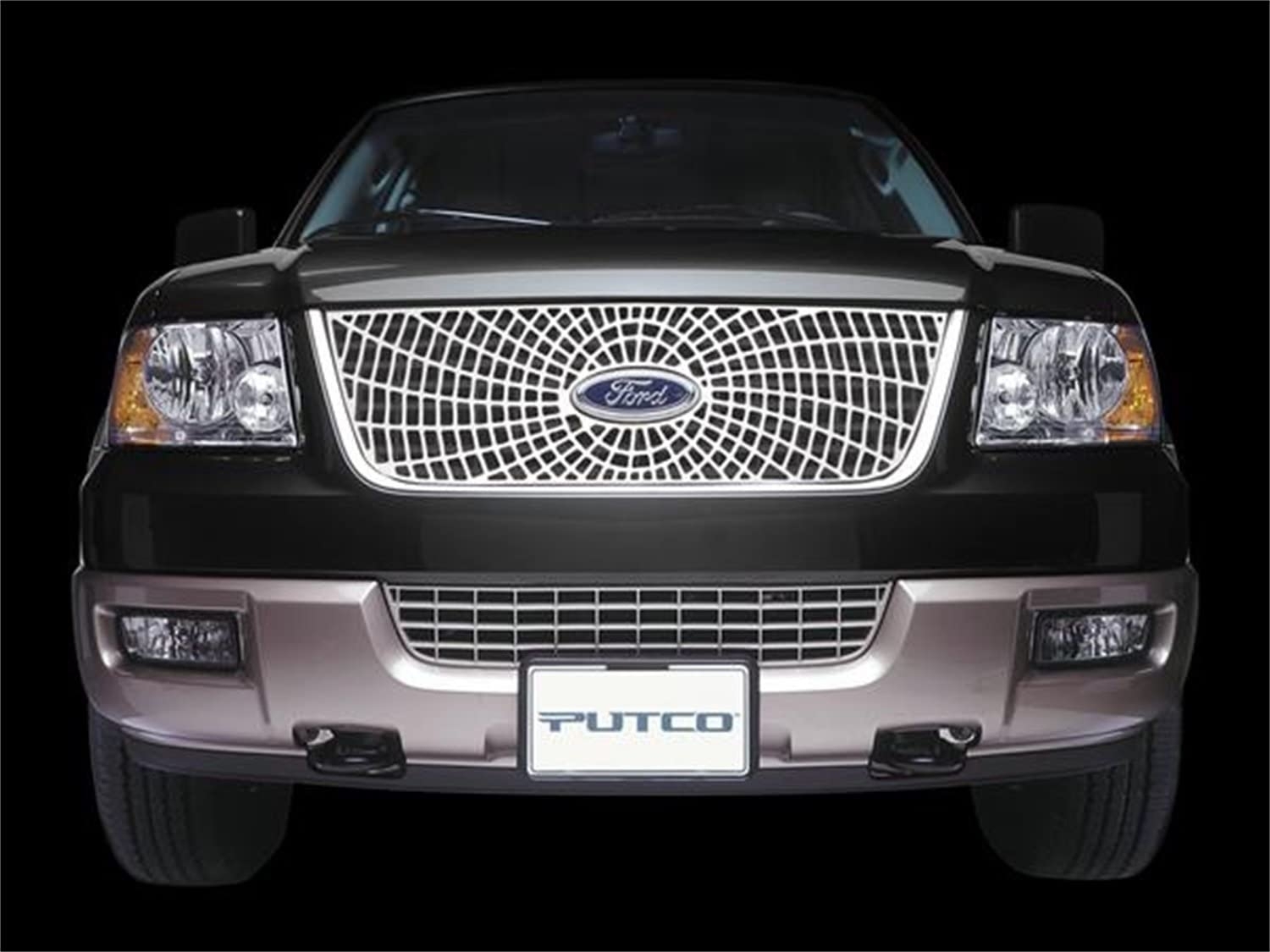 Putco Liquid Spiderweb Grille Insert; Mirror Finish Aluminum; W/logo Cutout;, BCJH-303148 Putco Liquid Spiderweb Grille Insert; Mirror Finish Aluminum; W/logo Cutout;, BCJH-303148