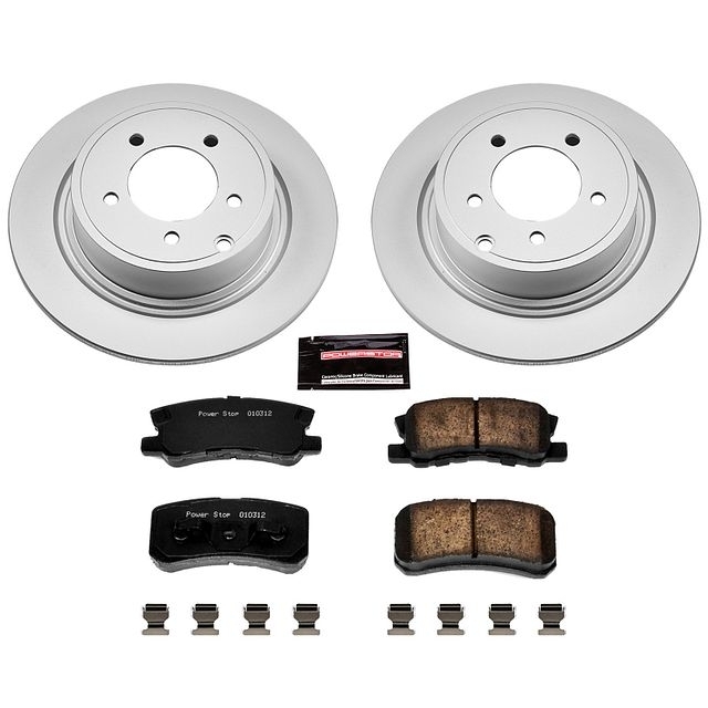 Power Stop Rear Geomet Coated Brake Rotor And Pad Kit For 09-17 Jeep Compass And Patriot,