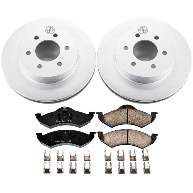 Power Stop Front Geomet Coated Brake Rotor And Pad Kit For 00-02 Dodge Dakota, BHKQ-CRK2139