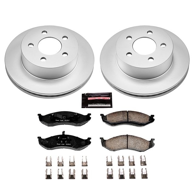 Power Stop Front Geomet Coated Brake Rotor And Pad Kit For 99-06 Jeep Wrangler Tj, 99-01 Cherokee Power Stop Front Geomet Coated Brake Rotor And Pad Kit For 99-06 Jeep Wrangler Tj, 99-01 Cherokee