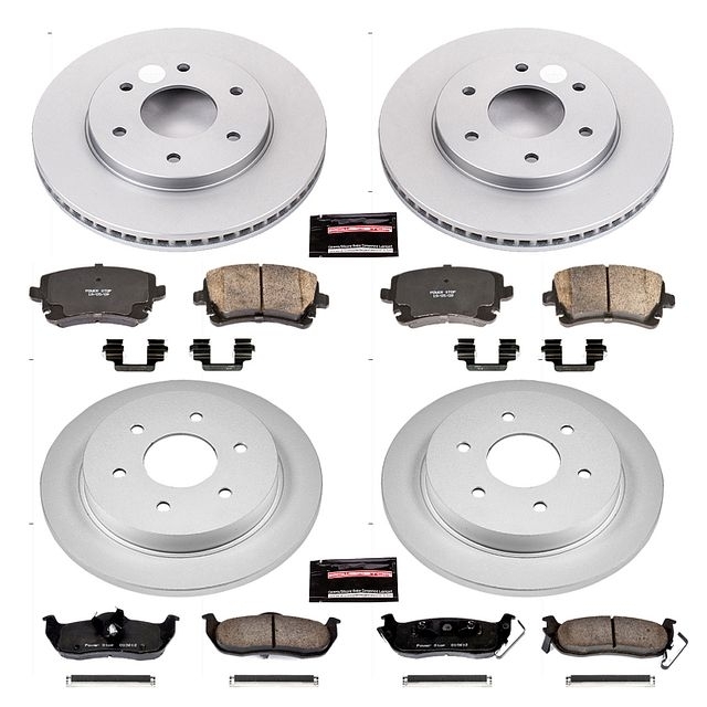 Power Stop Front And Rear Geomet Coated Brake Rotor And Pad Kit For 04-05 Nissan Titan, BHKQ-CRK2443