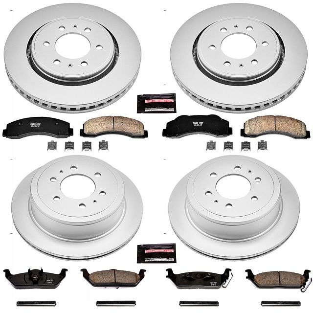 Power Stop Front And Rear Geomet Coated Brake Rotor And Pad Kit For 10-11 Ford F150, BHKQ-CRK3166 Power Stop Front And Rear Geomet Coated Brake Rotor And Pad Kit For 10-11 Ford F150, BHKQ-CRK3166