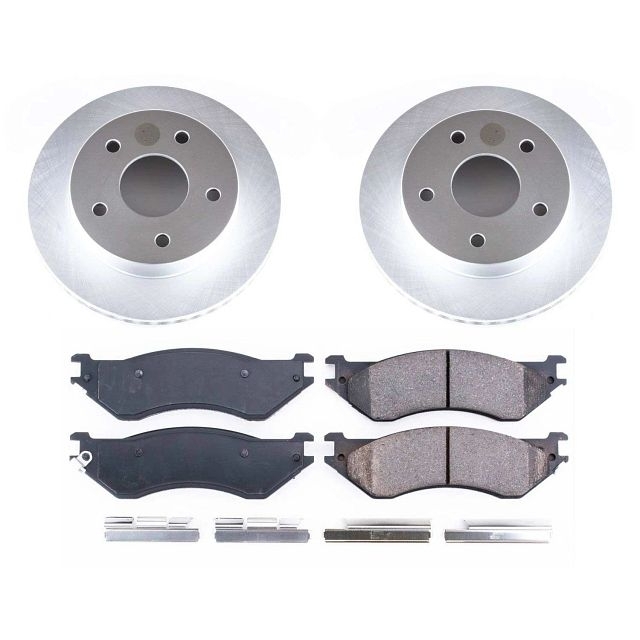 Power Stop Front Geomet Coated Brake Rotor And Pad Kit For 00-01 Dodge Ram 1500 2Wd, BHKQ-CRK5142