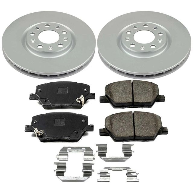 Power Stop Front Geomet Coated Brake Rotor And Pad Kit For 17+ Jeep Compass, 15-19 Renegade,