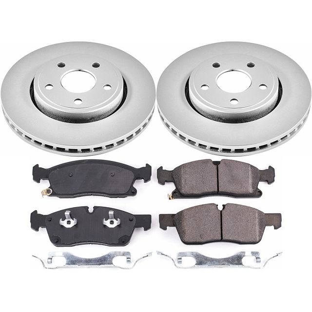 Power Stop Front Geomet Coated Brake Rotor And Pad Kit For 17-20 Jeep Grand Cherokee Wk With Solid