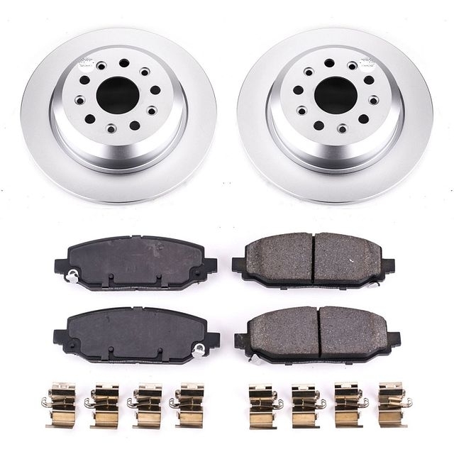 Power Stop Rear Geomet Coated Brake Rotor And Pad Kit For 18-20 Jeep Wrangler Jl And Jl Unlimited