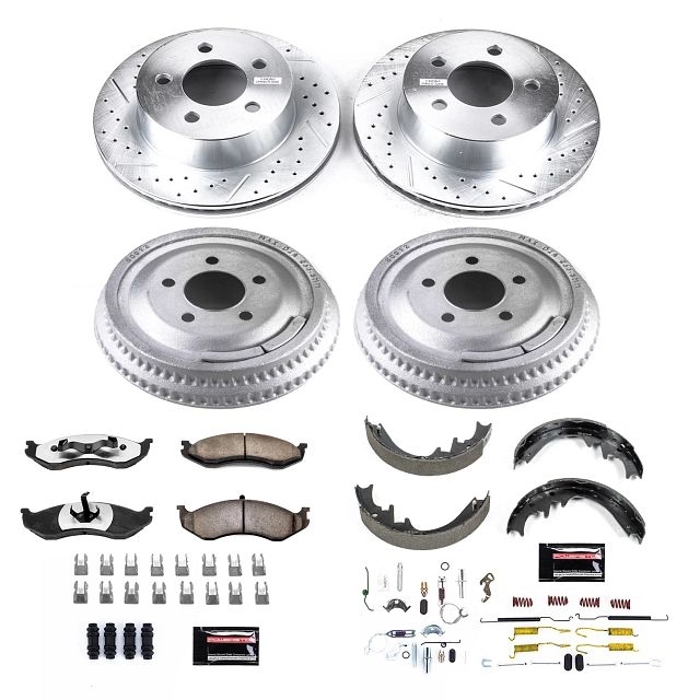 Power Stop Front And Rear Z36 Truck & Tow Brake Drum Kit For 99-01 Jeep Cherokee Xj,