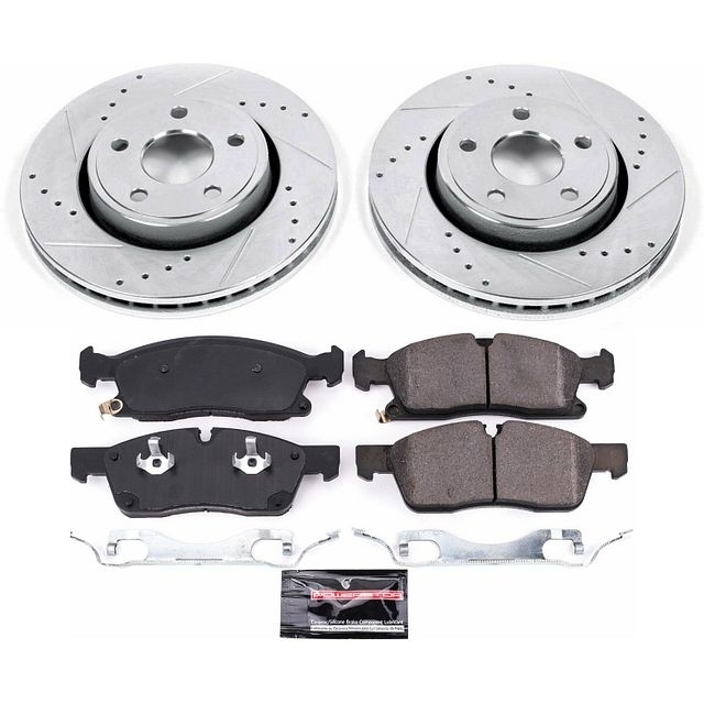 Power Stop Front Ceramic Brake Pad And Drilled & Slotted Rotor Kit For 17-20 Jeep Grand Cherokee Wk Power Stop Front Ceramic Brake Pad And Drilled & Slotted Rotor Kit For 17-20 Jeep Grand Cherokee Wk