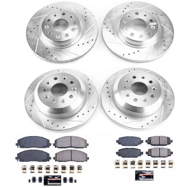 Power Stop Front And Rear Ceramic Brake Pad And Drilled & Slotted Rotor Kit For Jeep Wrangler Jl Power Stop Front And Rear Ceramic Brake Pad And Drilled & Slotted Rotor Kit For Jeep Wrangler Jl