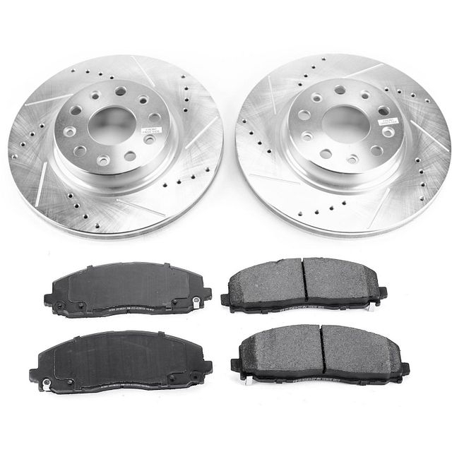 Power Stop Front Ceramic Brake Pad And Drilled & Slotted Rotor Kit For Jeep Wrangler Jl And Jl Power Stop Front Ceramic Brake Pad And Drilled & Slotted Rotor Kit For Jeep Wrangler Jl And Jl