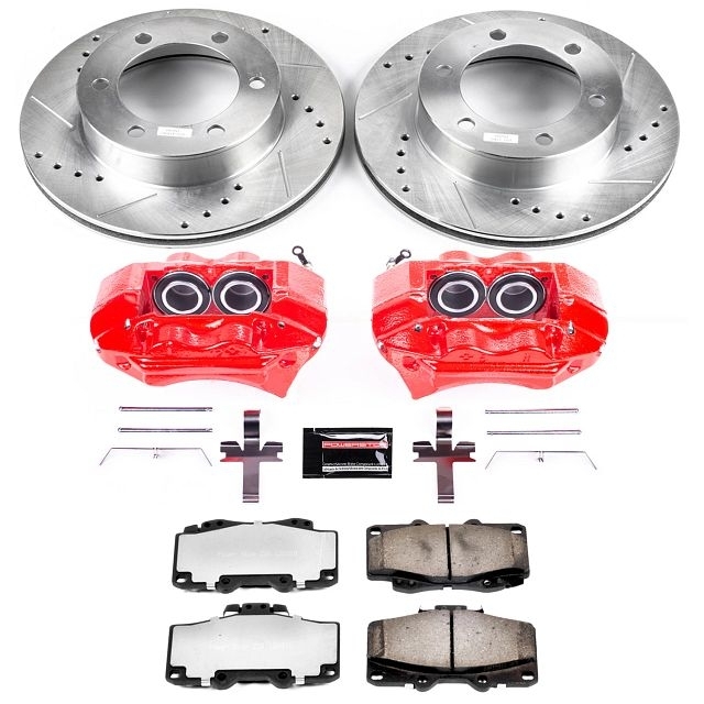 Power Stop Front Z36 Truck & Tow Brake Pad And Rotor Kit With Red Powder Coated Calipers For 95-02 Power Stop Front Z36 Truck & Tow Brake Pad And Rotor Kit With Red Powder Coated Calipers For 95-02