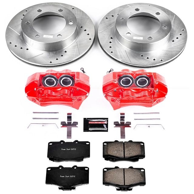 Power Stop Front Z23 Evolution Brake Pad And Rotor Kit With Red Powder Coated Calipers For 95-02 Power Stop Front Z23 Evolution Brake Pad And Rotor Kit With Red Powder Coated Calipers For 95-02