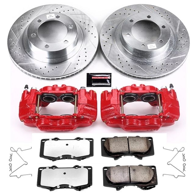 Power Stop Front Z36 Truck & Tow Brake Pad And Rotor Kit With Red Powder Coated Calipers For 03-09