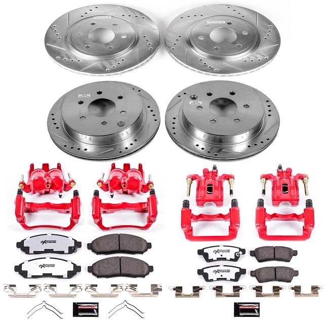 Power Stop Front And Rear Z36 Truck & Tow Brake Pad And Rotor Kit With Red Powder Coated Calipers
