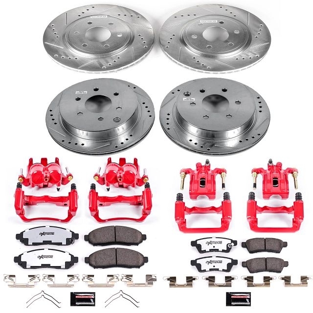 Power Stop Front And Rear Z36 Truck & Tow Brake Pad And Rotor Kit With Red Powder Coated Calipers Power Stop Front And Rear Z36 Truck & Tow Brake Pad And Rotor Kit With Red Powder Coated Calipers
