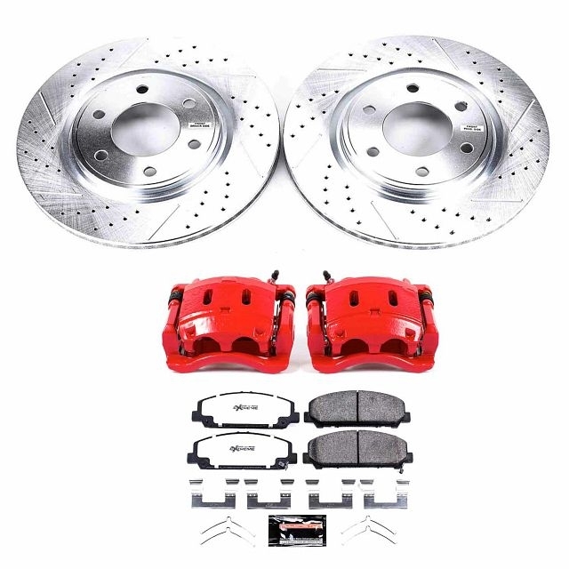 Power Stop Front Z36 Truck & Tow Brake Pad And Rotor Kit With Red Powder Coated Calipers For 11-15 Power Stop Front Z36 Truck & Tow Brake Pad And Rotor Kit With Red Powder Coated Calipers For 11-15