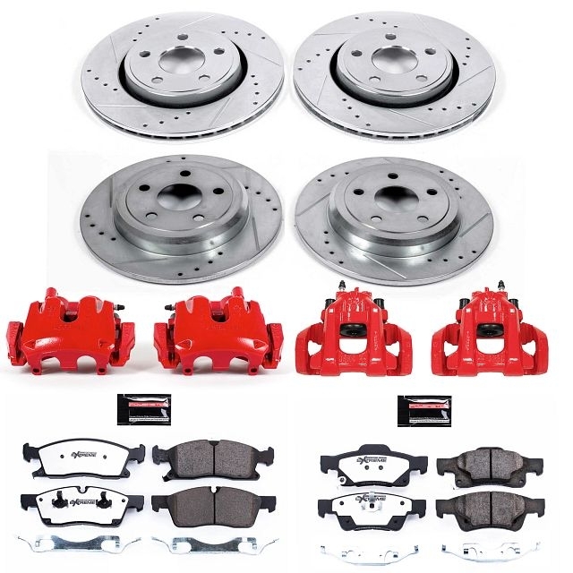 Power Stop Front And Rear Z36 Truck & Tow Brake Pad And Rotor Kit With Red Powder Coated Calipers Power Stop Front And Rear Z36 Truck & Tow Brake Pad And Rotor Kit With Red Powder Coated Calipers