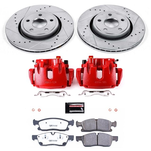 Power Stop Front Z36 Truck & Tow Brake Pad And Rotor Kit With Red Powder Coated Calipers For 13-15 Power Stop Front Z36 Truck & Tow Brake Pad And Rotor Kit With Red Powder Coated Calipers For 13-15