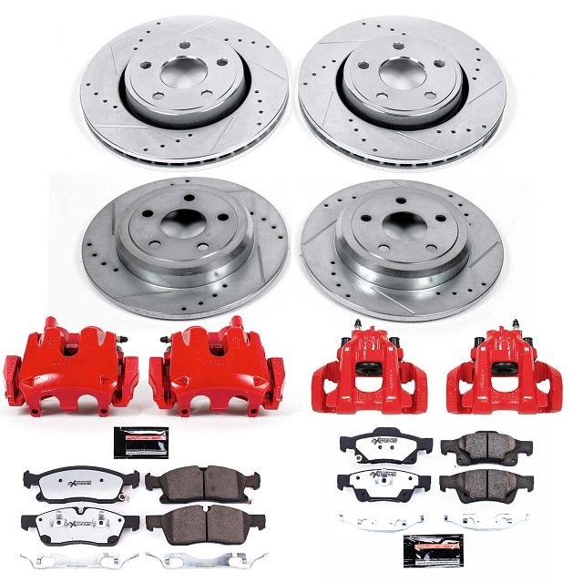 Power Stop Front And Rear Z36 Truck & Tow Brake Pad And Rotor Kit With Red Powder Coated Calipers Power Stop Front And Rear Z36 Truck & Tow Brake Pad And Rotor Kit With Red Powder Coated Calipers