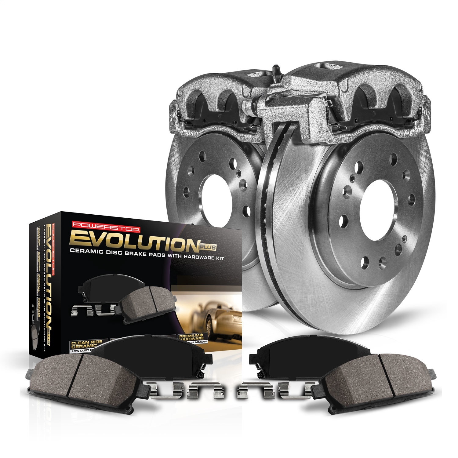 Power Stop Front Stock Replacement Brake Pad And Rotor Kit With Calipers For 05-18 Nissan Frontier, Power Stop Front Stock Replacement Brake Pad And Rotor Kit With Calipers For 05-18 Nissan Frontier,