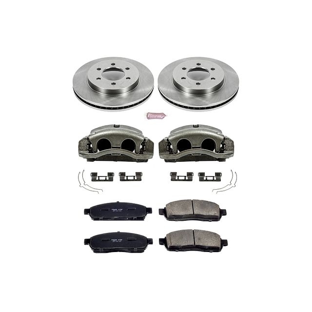 Power Stop Front Stock Replacement Brake Pad And Rotor Kit With Calipers For 05-08 Ford F150 4Wd Power Stop Front Stock Replacement Brake Pad And Rotor Kit With Calipers For 05-08 Ford F150 4Wd