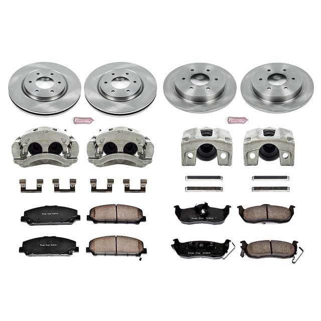 Power Stop Front And Rear Stock Replacement Brake Pad And Rotor Kit With Calipers For 08-10 Nissan Power Stop Front And Rear Stock Replacement Brake Pad And Rotor Kit With Calipers For 08-10 Nissan
