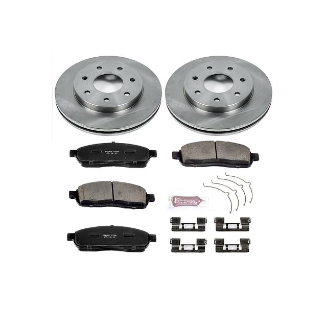 Power Stop Front Stock Replacement Brake Pad And Rotor Kit For 04-08 Ford F150 4Wd 7-Lug,