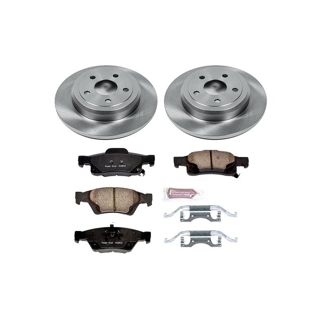 Power Stop Rear Stock Replacement Brake Pad And Rotor Kit For 11-20 Jeep Grand Cherokee With Solid Power Stop Rear Stock Replacement Brake Pad And Rotor Kit For 11-20 Jeep Grand Cherokee With Solid