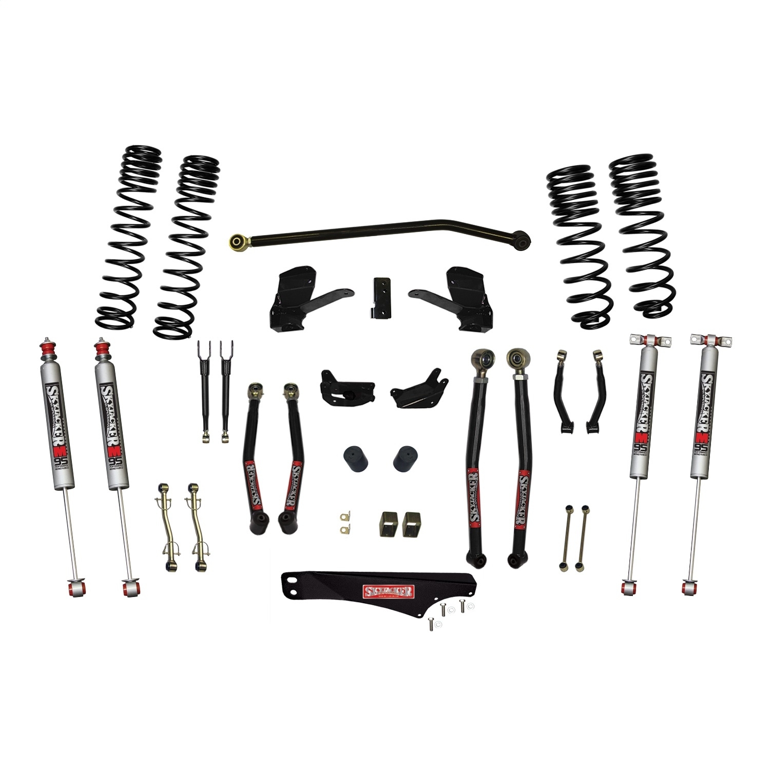 Skyjacker 5 Inch Dual Rate Long Travel Long Arm Suspension Lift Kit & M95 Monotube Shocks, Skyjacker 5 Inch Dual Rate Long Travel Long Arm Suspension Lift Kit & M95 Monotube Shocks,
