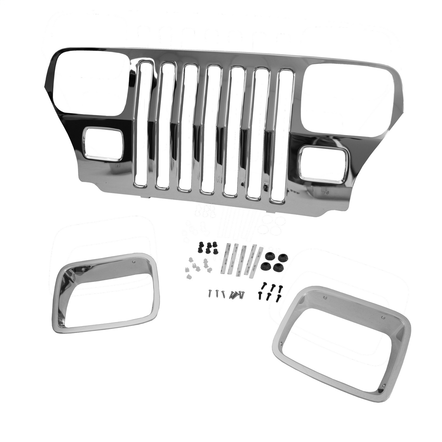 Omix This Chrome Grille Overlay From Mopar Fits 87-95 Jeep Wrangler Yj., BKGF-12033.06 Omix This Chrome Grille Overlay From Mopar Fits 87-95 Jeep Wrangler Yj., BKGF-12033.06