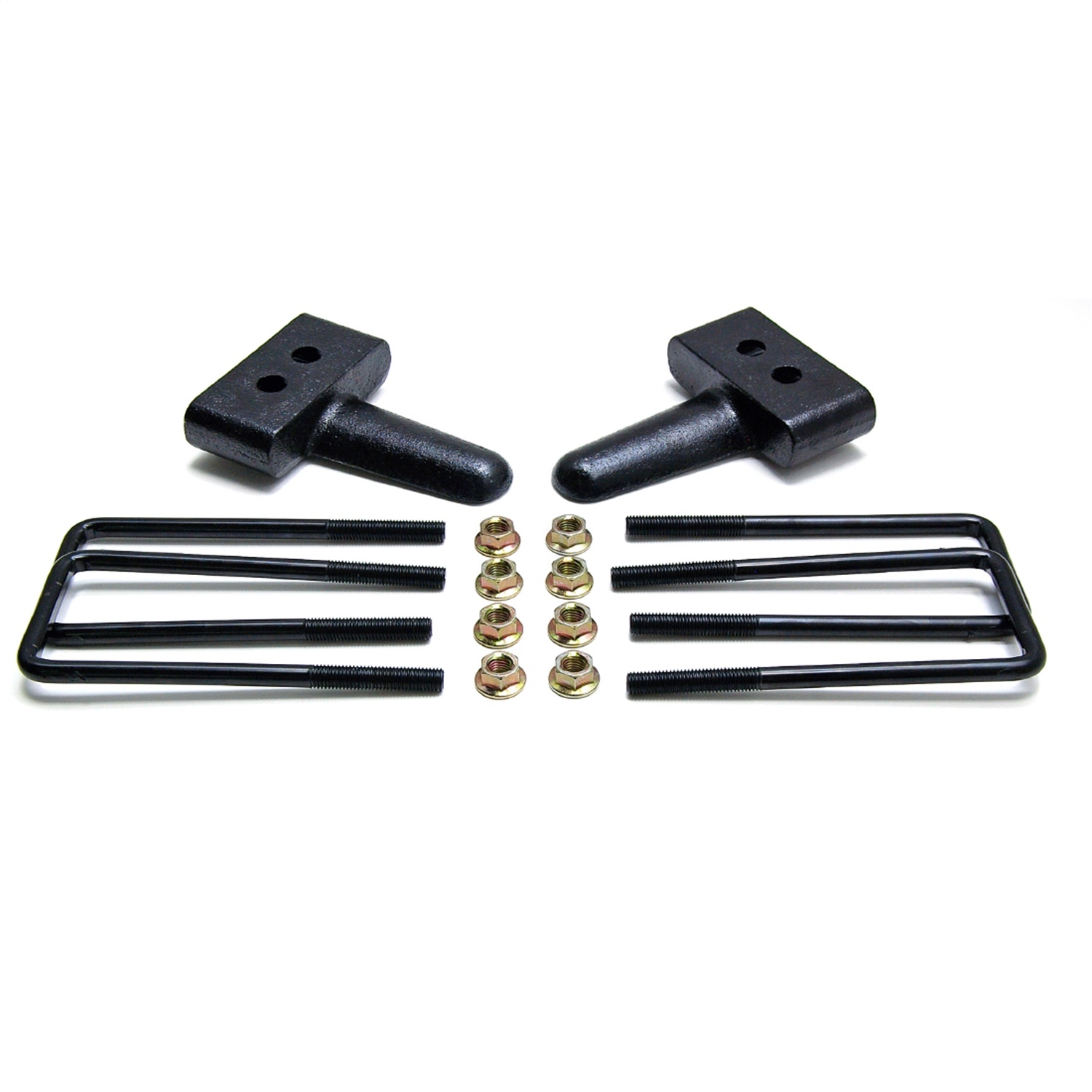 Readylift Rear Block Kit; 1.5 In. Cast Iron Blocks; Incl. Integrated Locating Pin; E-Coated Readylift Rear Block Kit; 1.5 In. Cast Iron Blocks; Incl. Integrated Locating Pin; E-Coated