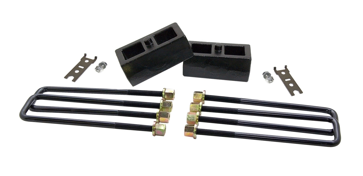 Readylift Rear Block Kit; 2 In. Cast Iron Blocks; Incl. Integrated Locating Pin; E-Coated U-Bolts; Readylift Rear Block Kit; 2 In. Cast Iron Blocks; Incl. Integrated Locating Pin; E-Coated U-Bolts;