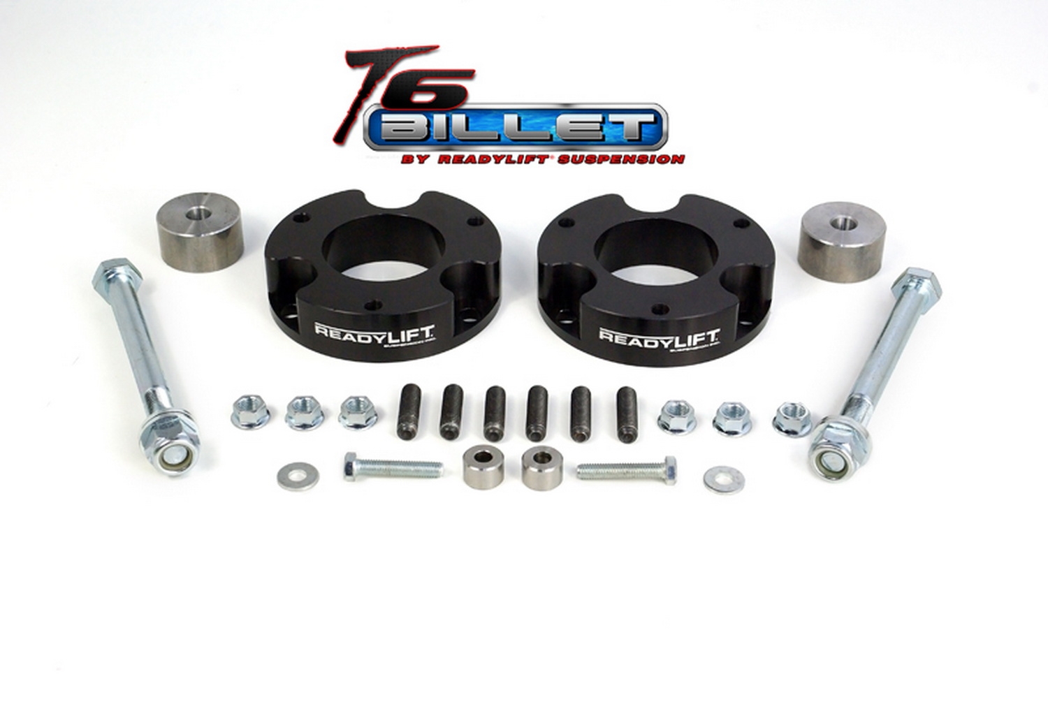 Readylift T6 Billet Front Leveling Kit; 2.25 In. Lift; Anodized; Black; Allows Up To A 33In. Tire;, Readylift T6 Billet Front Leveling Kit; 2.25 In. Lift; Anodized; Black; Allows Up To A 33In. Tire;,