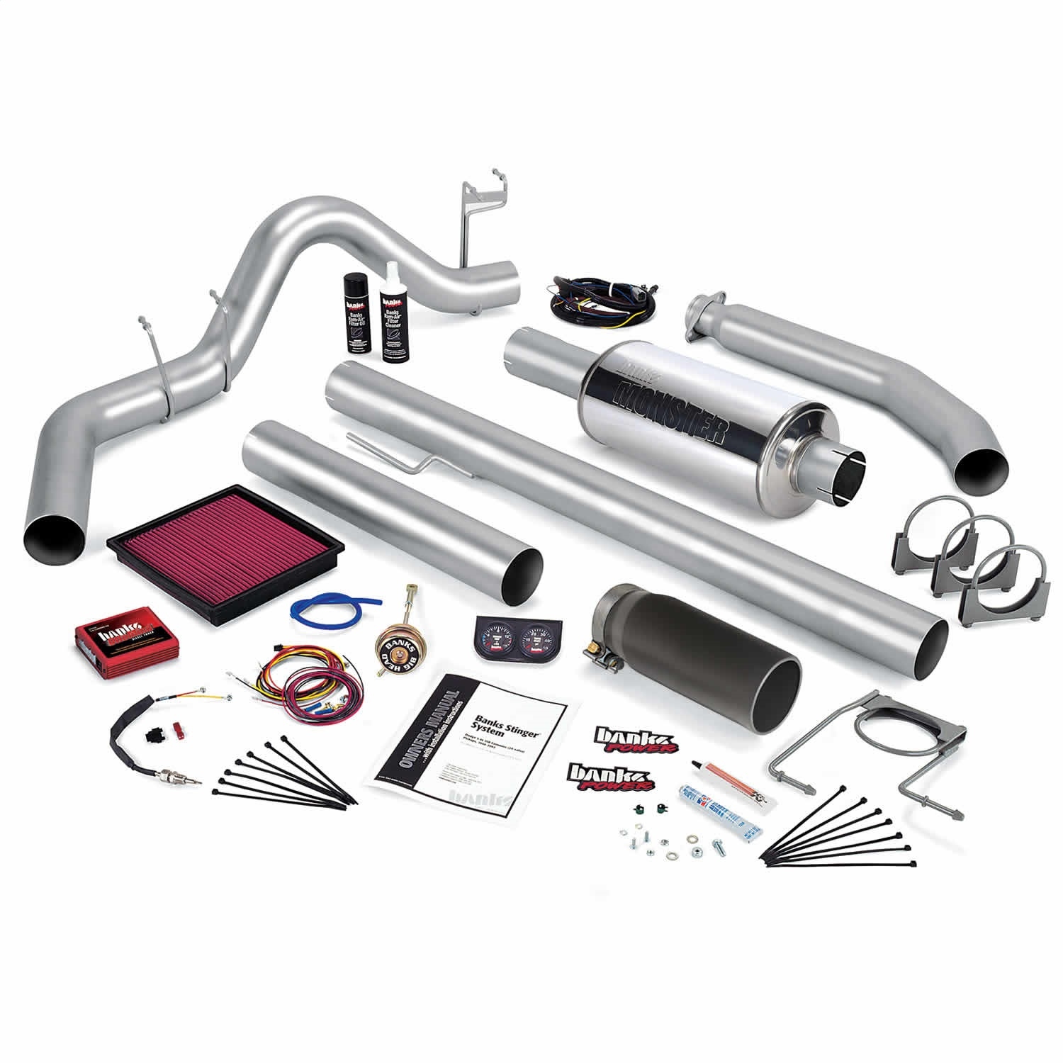 Banks Power Stinger System; Single Exh; S/s-Black Tip-1998 Dodge 5.9L; Std Cab, BKQC-49363-B Banks Power Stinger System; Single Exh; S/s-Black Tip-1998 Dodge 5.9L; Std Cab, BKQC-49363-B