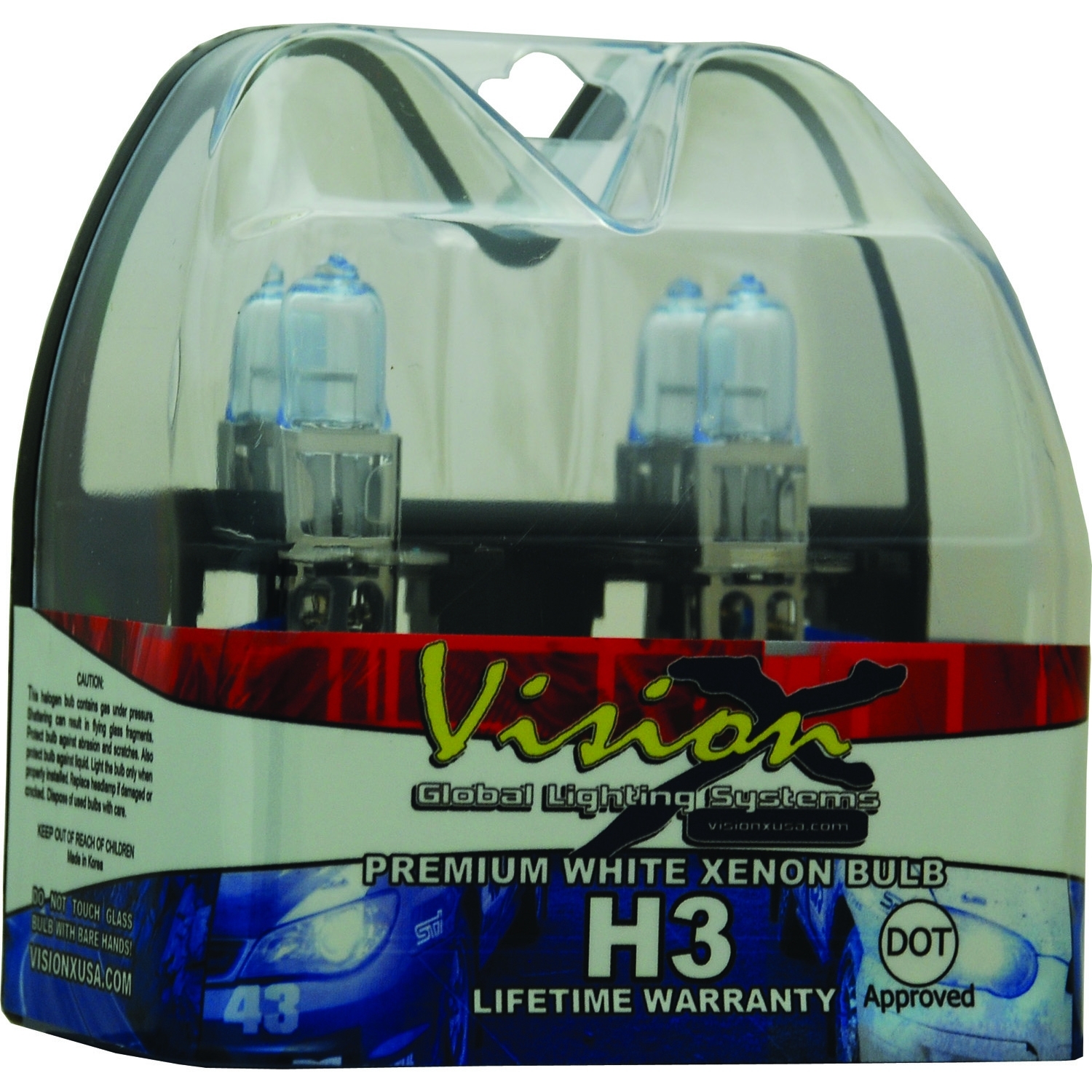 Vision X D-Series H3 Halogen Super White Headlight Bulb Set, 66 Watts, Dot Approved, FJRG-VX-DH3 Vision X D-Series H3 Halogen Super White Headlight Bulb Set, 66 Watts, Dot Approved, FJRG-VX-DH3