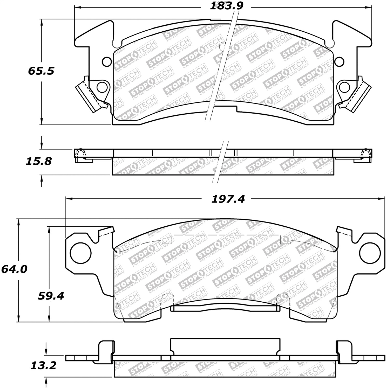 Stoptech Street Select Brake Pads With Hardware, Front, 1975-1983 Jeep Wagoneer, FLMN-305.00520