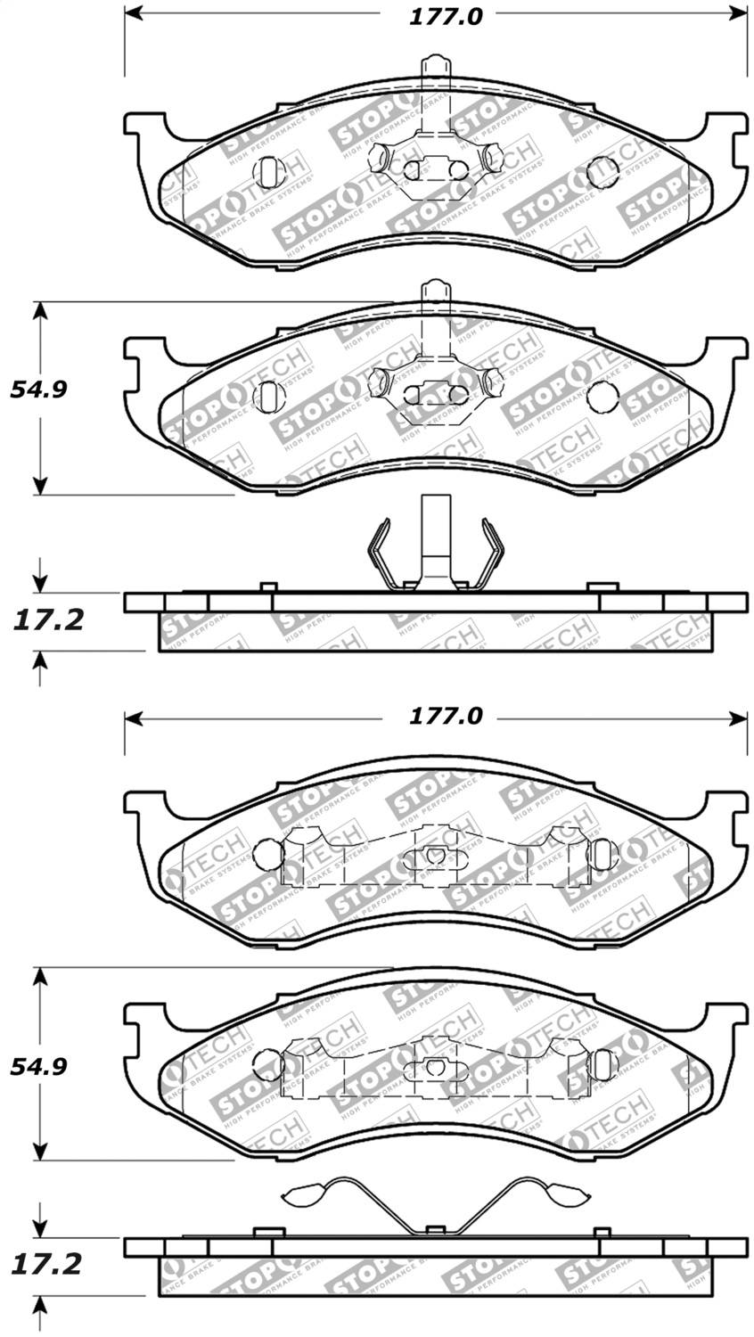Stoptech Street Select Brake Pads With Hardware, Front, 1990-2001 Jeep Cherokee Xj, FLMN-305.04770 Stoptech Street Select Brake Pads With Hardware, Front, 1990-2001 Jeep Cherokee Xj, FLMN-305.04770
