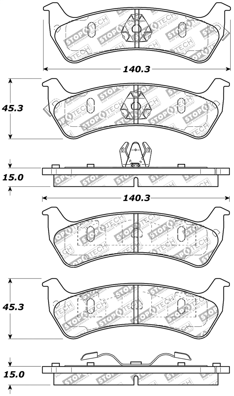 Stoptech Street Select Brake Pads With Hardware, Rear, 1993 Jeep Grand Wagoneer, FLMN-305.06250 Stoptech Street Select Brake Pads With Hardware, Rear, 1993 Jeep Grand Wagoneer, FLMN-305.06250