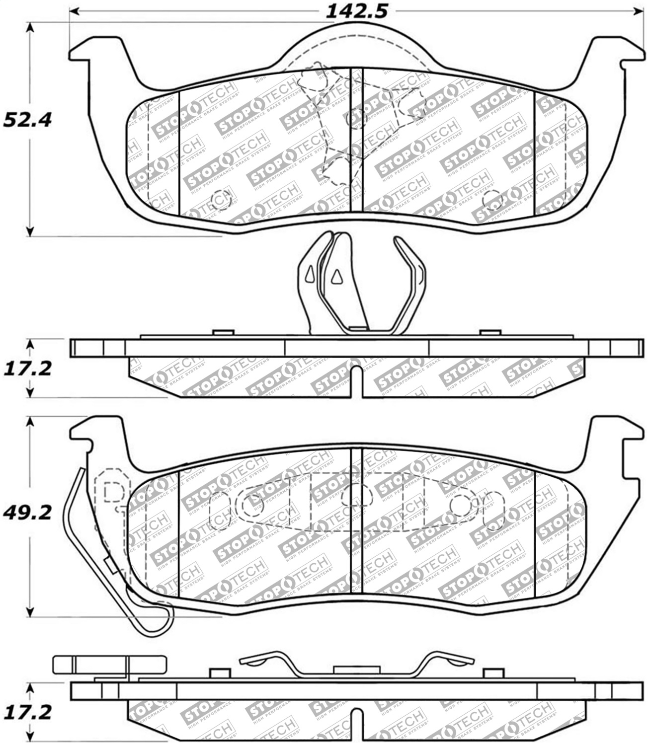 Stoptech Street Select Brake Pads With Hardware, Rear, 2006-2010 Jeep Commander, FLMN-305.10870 Stoptech Street Select Brake Pads With Hardware, Rear, 2006-2010 Jeep Commander, FLMN-305.10870