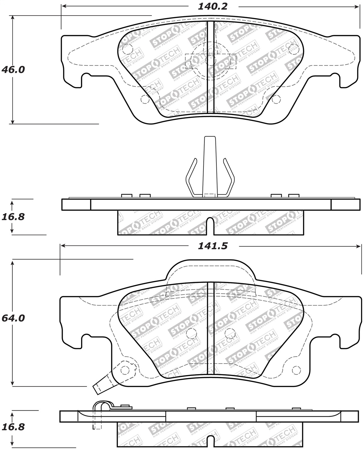 Stoptech Street Select Brake Pads With Hardware, Rear, 2011-2020 Jeep Grand Cherokee Wk, Stoptech Street Select Brake Pads With Hardware, Rear, 2011-2020 Jeep Grand Cherokee Wk,