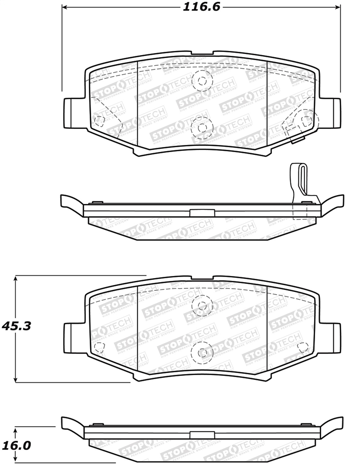 Stoptech Street Brake Pads With Shims/hardware, Rear, 2018 Jeep Wrangler Jl, FLMN-308.12740 Stoptech Street Brake Pads With Shims/hardware, Rear, 2018 Jeep Wrangler Jl, FLMN-308.12740