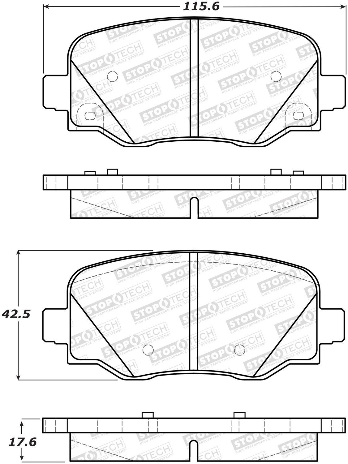 Stoptech Street Brake Pads With Shims/hardware, Rear, 2015-2018 Jeep Renegade Bu, FLMN-308.18090 Stoptech Street Brake Pads With Shims/hardware, Rear, 2015-2018 Jeep Renegade Bu, FLMN-308.18090