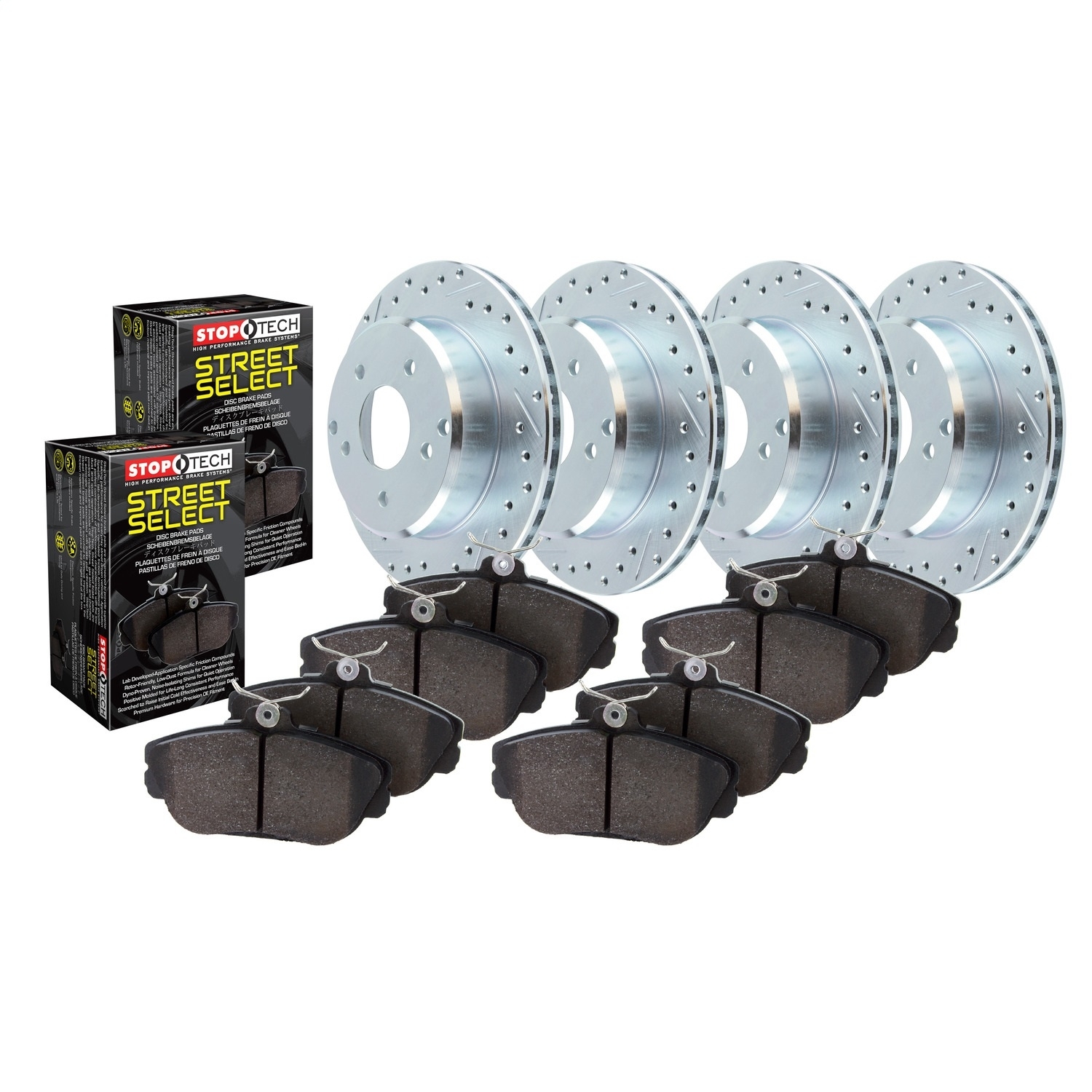 Stoptech Select Sport Drilled & Slotted Brake Kit, Front And Rear, 2007-2020 Toyota Tundra, Stoptech Select Sport Drilled & Slotted Brake Kit, Front And Rear, 2007-2020 Toyota Tundra,