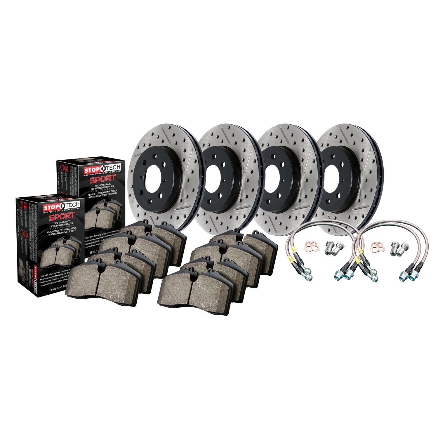 Stoptech Sport Drilled & Slotted Brake Kit, Front And Rear, 2012-2013 Jeep Grand Cherokee Wk,
