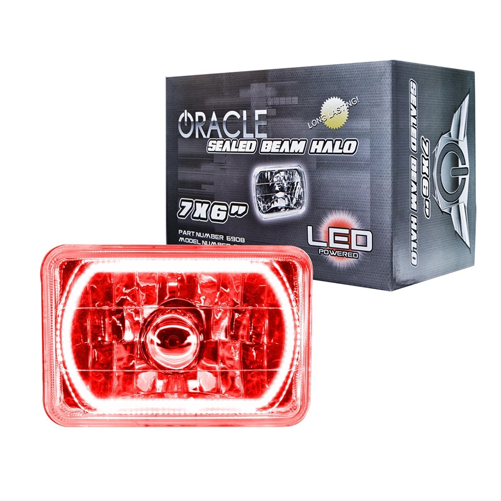 Oracle Lighting Pre-Installed Lights 7X6 In. Sealed Beam, Red, FQCV-6908-003 Oracle Lighting Pre-Installed Lights 7X6 In. Sealed Beam, Red, FQCV-6908-003