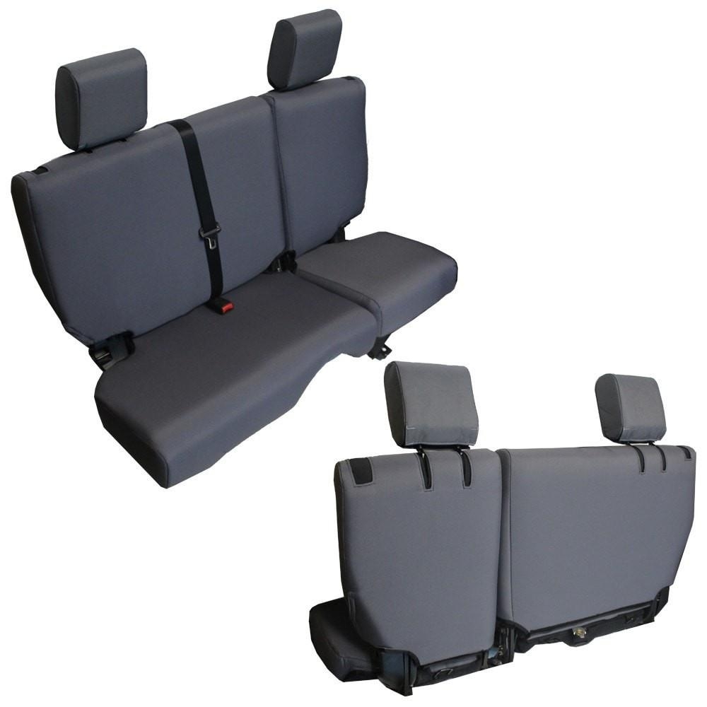Bartact Base Line Performance Rear Split Bench Seat Covers For 08-10 Wrangler Jku 4 Door, Graphite