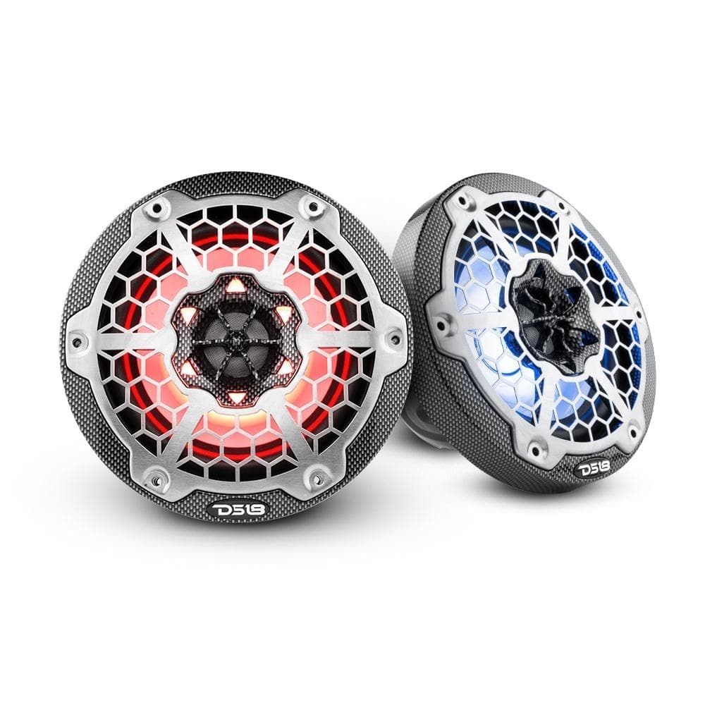 Jeep Ds18 Hydro 6.5 2-Way Marine Speakers With Integrated Rgb Led Lights, 375 Watts, Black Carbon