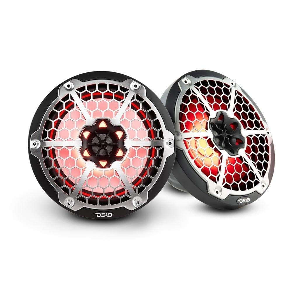 Jeep Ds18 Hydro 6.5 2-Way Marine Speakers With Integrated Rgb Led Lights Mesh, 300 Watts, Black,