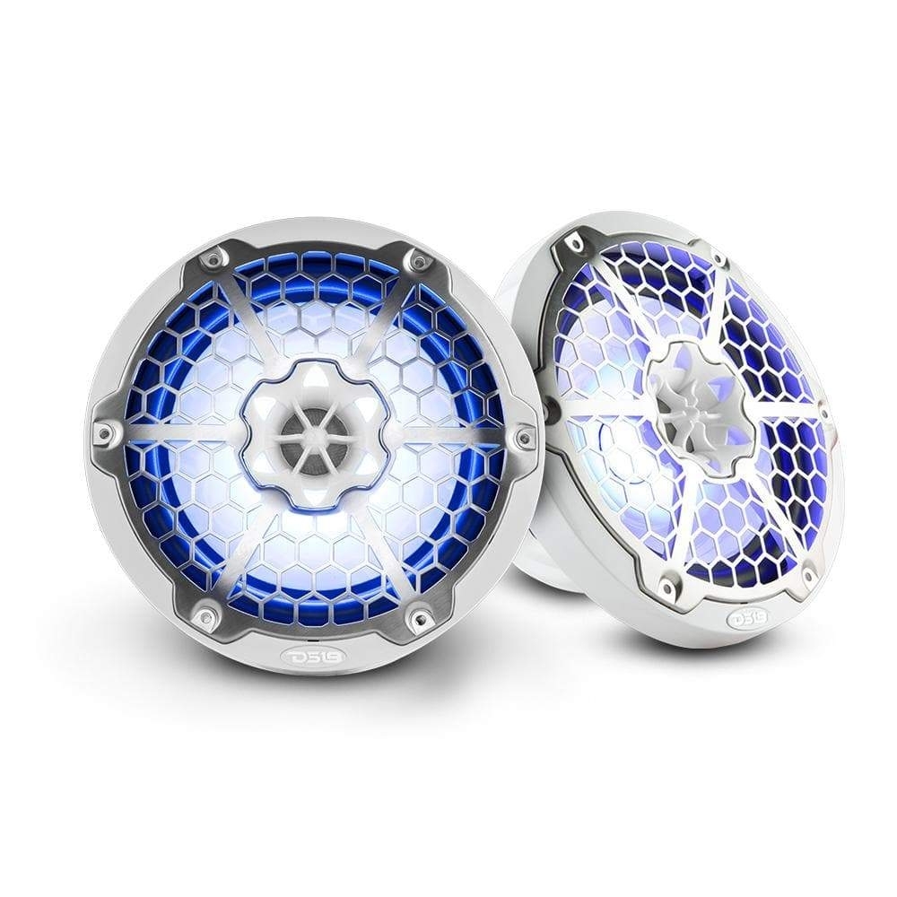 Jeep Ds18 Hydro 8 2-Way Marine Speakers With Integrated Rgb Led Lights, 375 Watts, White, Blue